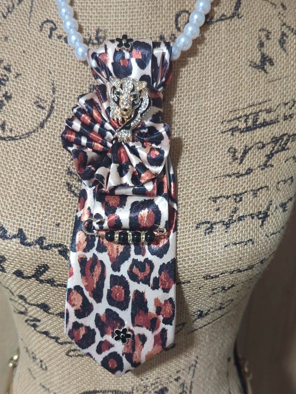 Animal Print Neck Tie Accessory in Orange & Black